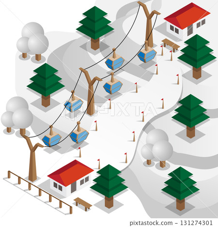 Ski resort. Vector illustration. Isometric. 131274301
