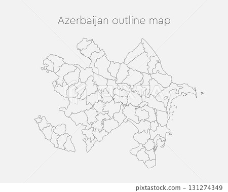 Vector map of Azerbaijan divided on regions 131274349