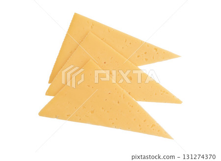 sliced cheese isolated, top view sliced cheese isolated, top view 131274370