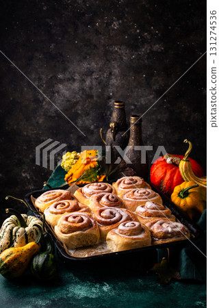Fresh homemade bakery cinnamon buns 131274536
