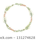 Palm Leaf Branches Heliconia Little twigs Tropical Exotic plants wreath. Watercolor hand painted summer pastel neutral isolated illustration on white background for nursery kids baby card logo label 131274628