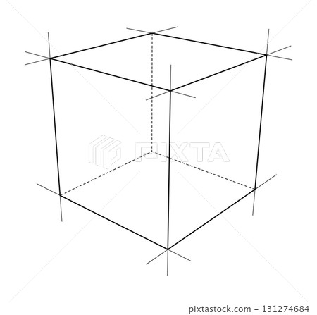 Geometric Wireframe Cube. Vector 131274684