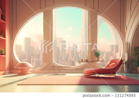 Step into a serene urban retreat with a futuristic lounge overlooking a vibrant cityscape bathed in warm sunlight. Step into a serene urban retreat with a futuristic lounge overlooking a vibrant cityscape bathed in warm sunlight. 131274893