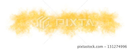 Dense yellow smoke cloud with transparent background, spreading horizontally with realistic soft texture and misty edges for visual effects 131274996