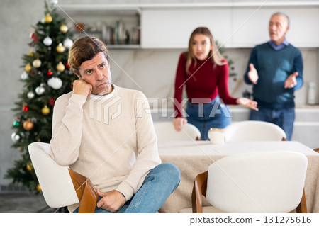 Man and girl quarrel with older man Man and girl quarrel with older man 131275616