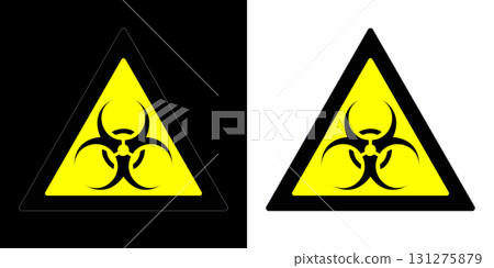 Biohazard yellow triangle warning sign. Biohazard sign background via an alpha channel. 131275879