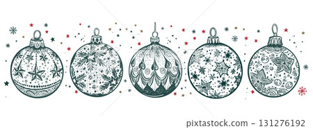 Christmas green toy. Hand drawn illustration. Christmas green toy. Hand drawn illustration. 131276192