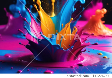 This mesmerizing burst of colors captures the dynamic energy and creativity of paint splashes 131276265
