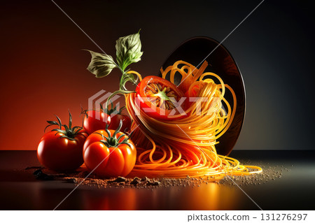 Savor the essence of Italian cuisine with this vibrant photo featuring fresh tomatoes 131276297