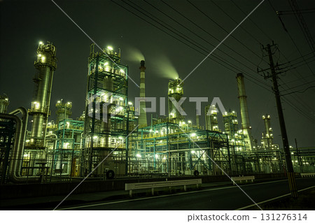 Illuminated Factories: Cyberpunk Nightscape 131276314