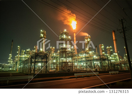 Illuminated Factories: Cyberpunk Nightscape 131276315