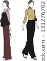Autumn straight pants coordination - adult women's fashion illustration 131276702
