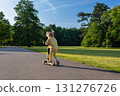 Preschool child scooter. Outdoor sport toddler. Fun play riding balance. 131276726