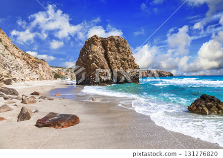 beautiful scenic beaches of Greek islands - Fyriplaka on Milos island beautiful scenic beaches of Greek islands - Fyriplaka on Milos island 131276820