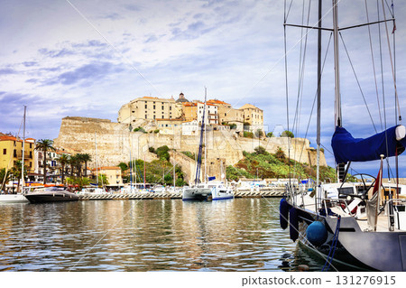 holidays in Corsica island France, view with marina and fortress holidays in Corsica island France, view with marina and fortress 131276915