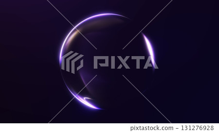 Minimal glowing purple sphere with smooth luminous light reflections in futuristic digital style. Minimal glowing purple sphere with smooth luminous light reflections in futuristic digital style. 131276928