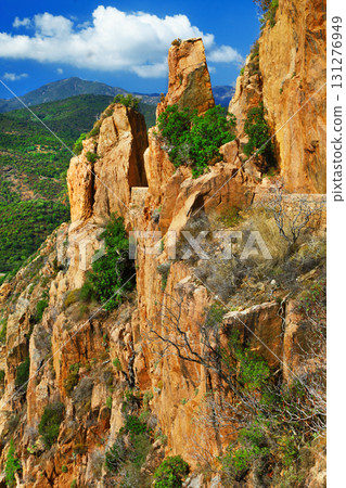 impressive red rocks Calanques in Corsica impressive red rocks Calanques in Corsica 131276949