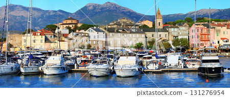 picturesque village and  port in Saint Florent in Corsica 131276954