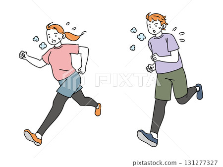 Men and women running on a diet Men and women running on a diet 131277327