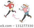 A woman running while imagining herself slim 131277330