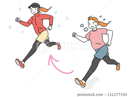 一位女士一邊跑步一邊想像自己很苗條 一位女士一邊跑步一邊想像自己很苗條 131277330