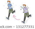 A man running while imagining himself slim 131277331