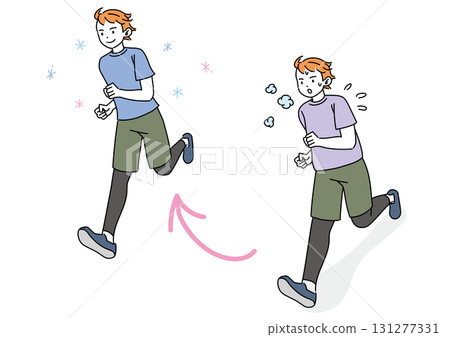 A man running while imagining himself slim 131277331