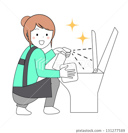 Cleaning the toilet 131277589