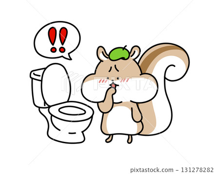 A squirrel gets surprised in the toilet 131278282