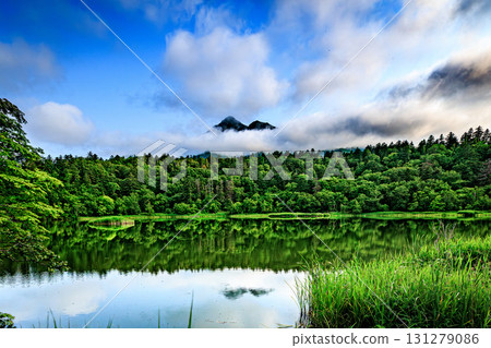Spectacular reflections from Himenuma Pond, Rishiri Island Spectacular reflections from Himenuma Pond, Rishiri Island 131279086