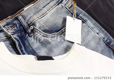 Blue Denim Jeans With Blank Tag 131279153