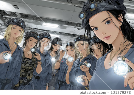 Illustration material of a woman working at an underground construction site 131279278