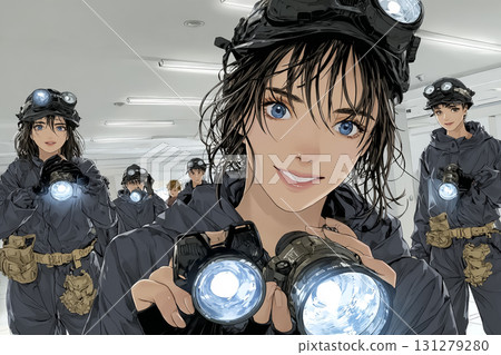 Illustration material of a woman working at an underground construction site 131279280