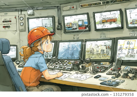 Miyu系列:Miyu在石化廠控制室監控物流 Miyu系列:Miyu在石化廠控制室監控物流 131279358