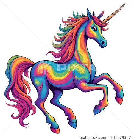 擁有彩虹鬃毛的獨角獸 131279367