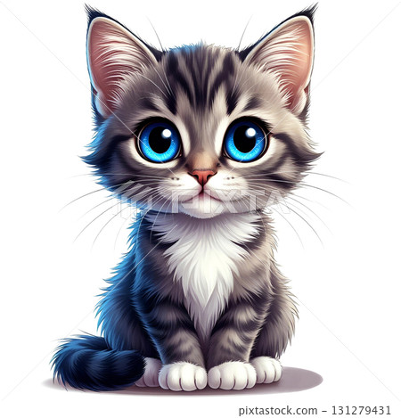 Cartoon cat character an animal on a white background. Generative AI 131279431