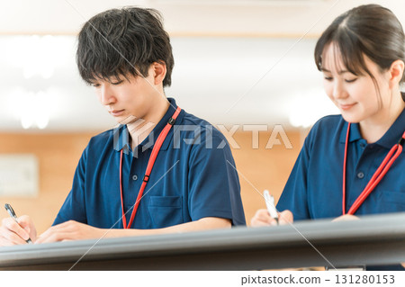 Care workers and care manager helpers undergoing training (study group, meeting) 131280153