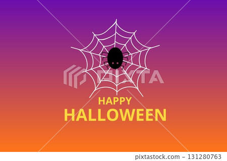 happy halloween spider web with purple background 131280763