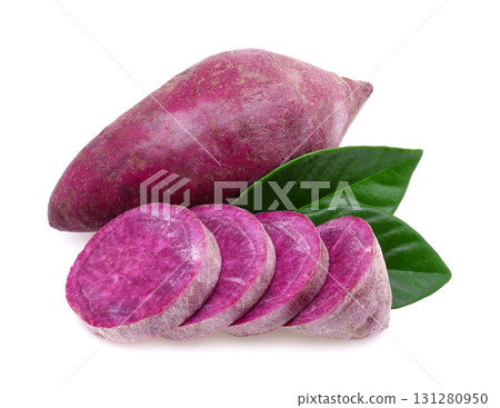 purple sweet potato isolated on white background purple sweet potato isolated on white background 131280950