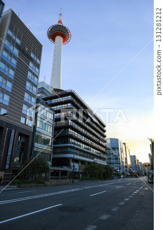 Kyoto Tower seen from the sidewalk Kyoto Tower seen from the sidewalk 131281212