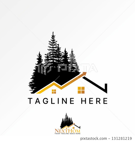 Logo design graphic concept creative premium vector stock image top sell 2 roof house arrow graphic chart trees and mountain house investment property Logo design graphic concept creative premium vector stock image top sell 2 roof house arrow graphic chart trees and mountain house investment property 131281219