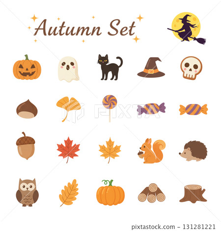 Halloween Autumn cute icon material set 131281221