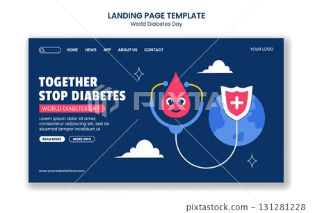 World Diabetes Day Social Media Landing Page Flat Cartoon Hand Drawn Templates Design 131281228