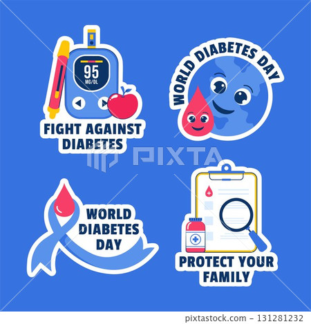 World Diabetes Day Label Templates in Flat Cartoon Hand Drawn Illustration Background World Diabetes Day Label Templates in Flat Cartoon Hand Drawn Illustration Background 131281232