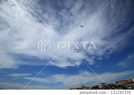White clouds floating in the blue sky 131281376