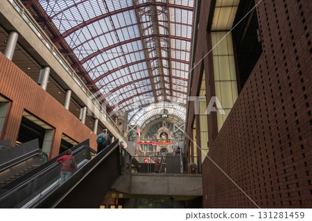 Antwerp Central Station, platform and glass roof, Antwerp, Belgium 131281459