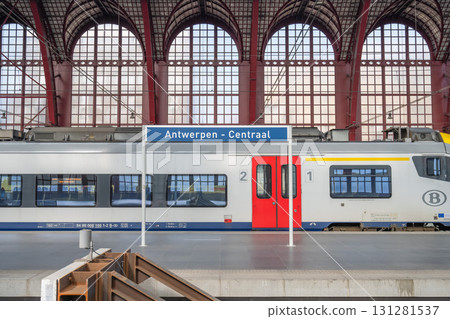 Antwerp Central Station Platform and Train / Antwerp, Belgium 131281537