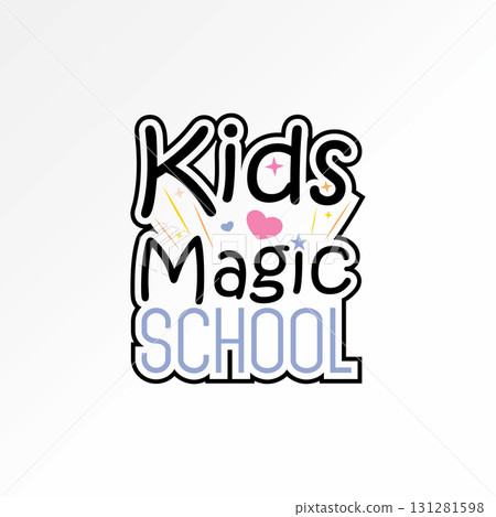Logo design graphic concept creative premium vector stock image top sell text word Kids Magic School font fun love star game fairytale student mystery 131281598