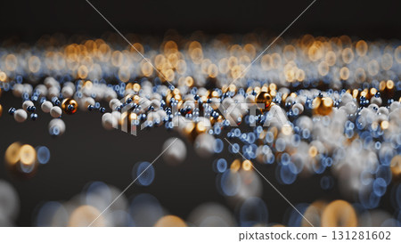 Abstract Background with Floating Golden, Silver, and White Spheres. Abstract Background with Floating Golden, Silver, and White Spheres. 131281602