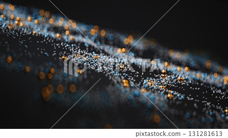 Generative Abstract Background with Metallic Particles in Motion. 131281613